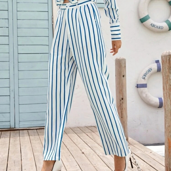 Striped print tailored set - Picture 2 of 6